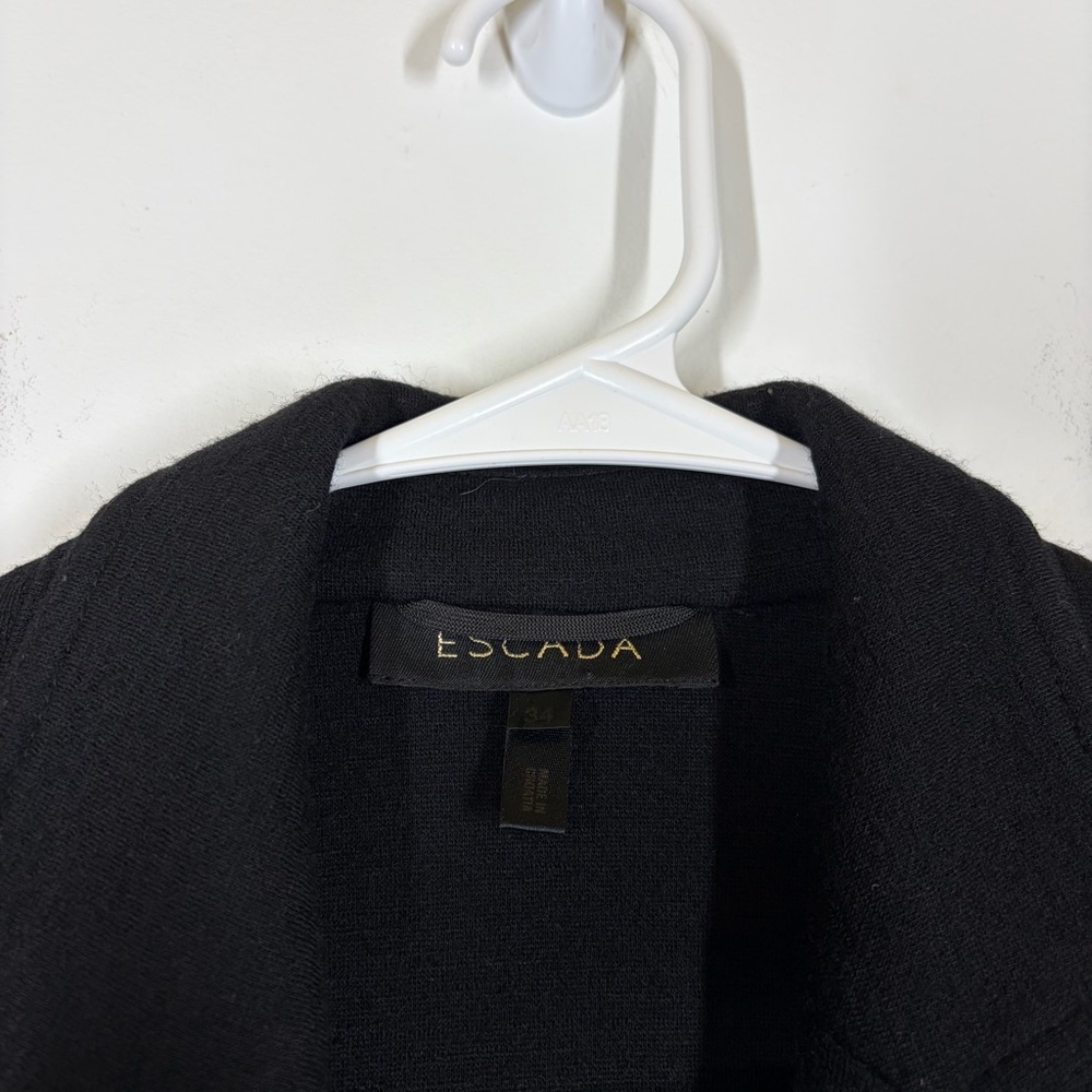 Escada 100% Wool Black Knit Sweater Blazer Size 34 or US 4 - Picture 7 of 8